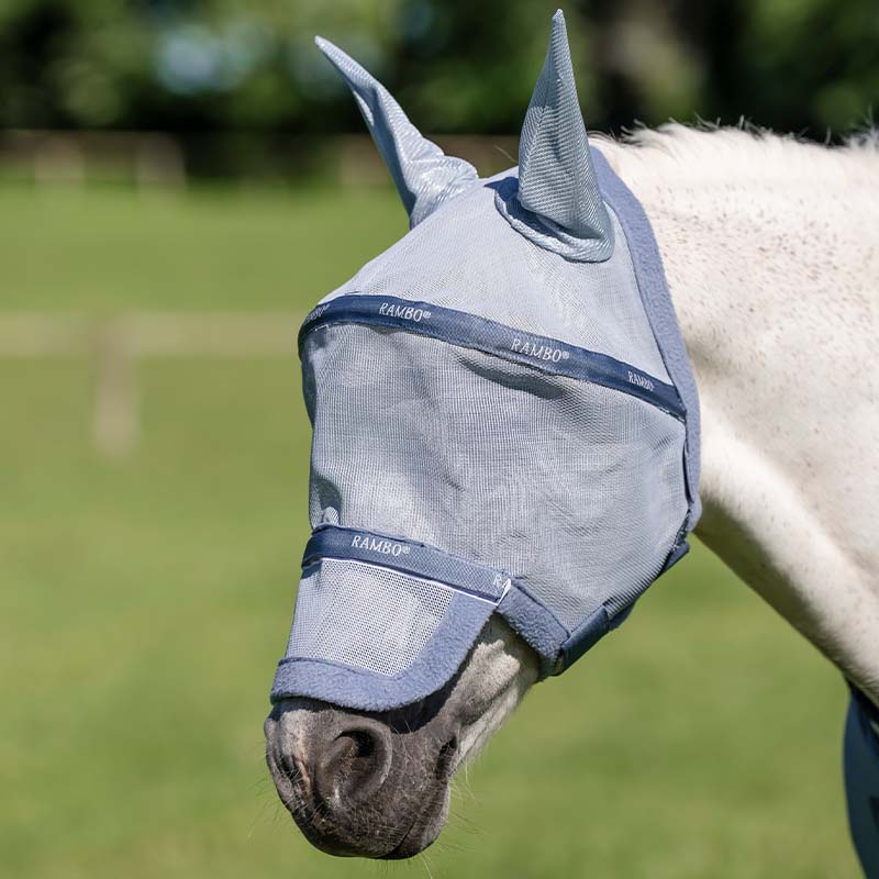 Fliegenhaube Rambo Hellblau/Blau/Silber