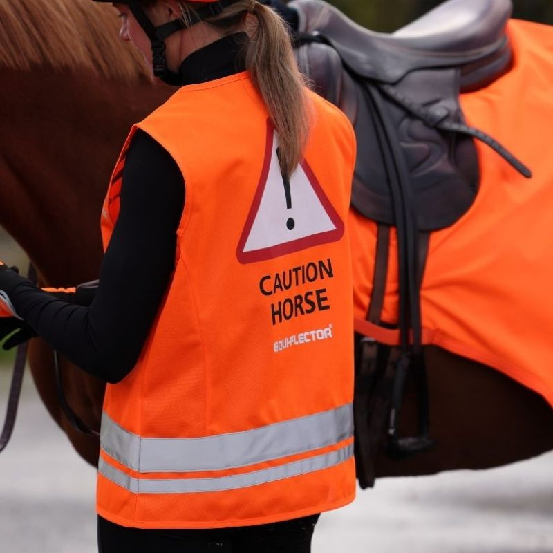 Reflektierende Weste Caution Horse Orange
