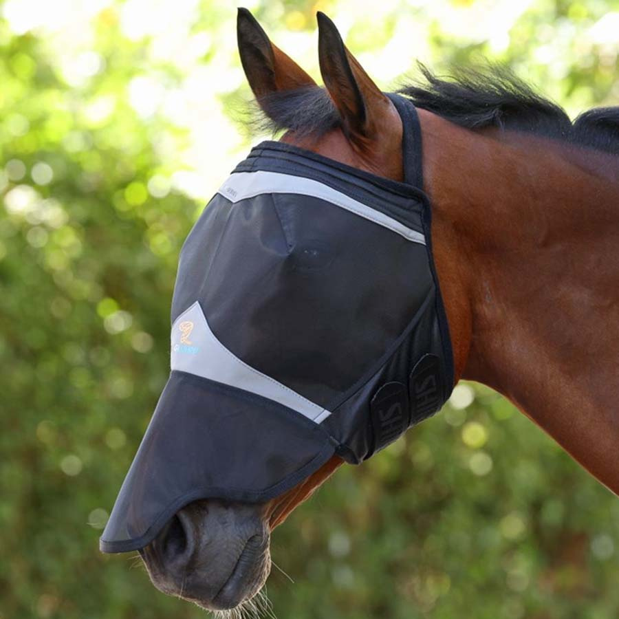 Fliegenmaske Fine Mesh without Ears with Nose Schwarz