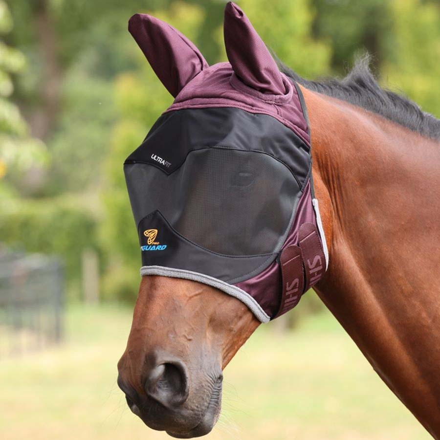 Fliegenmaske Deluxe with Ears Bordeaux