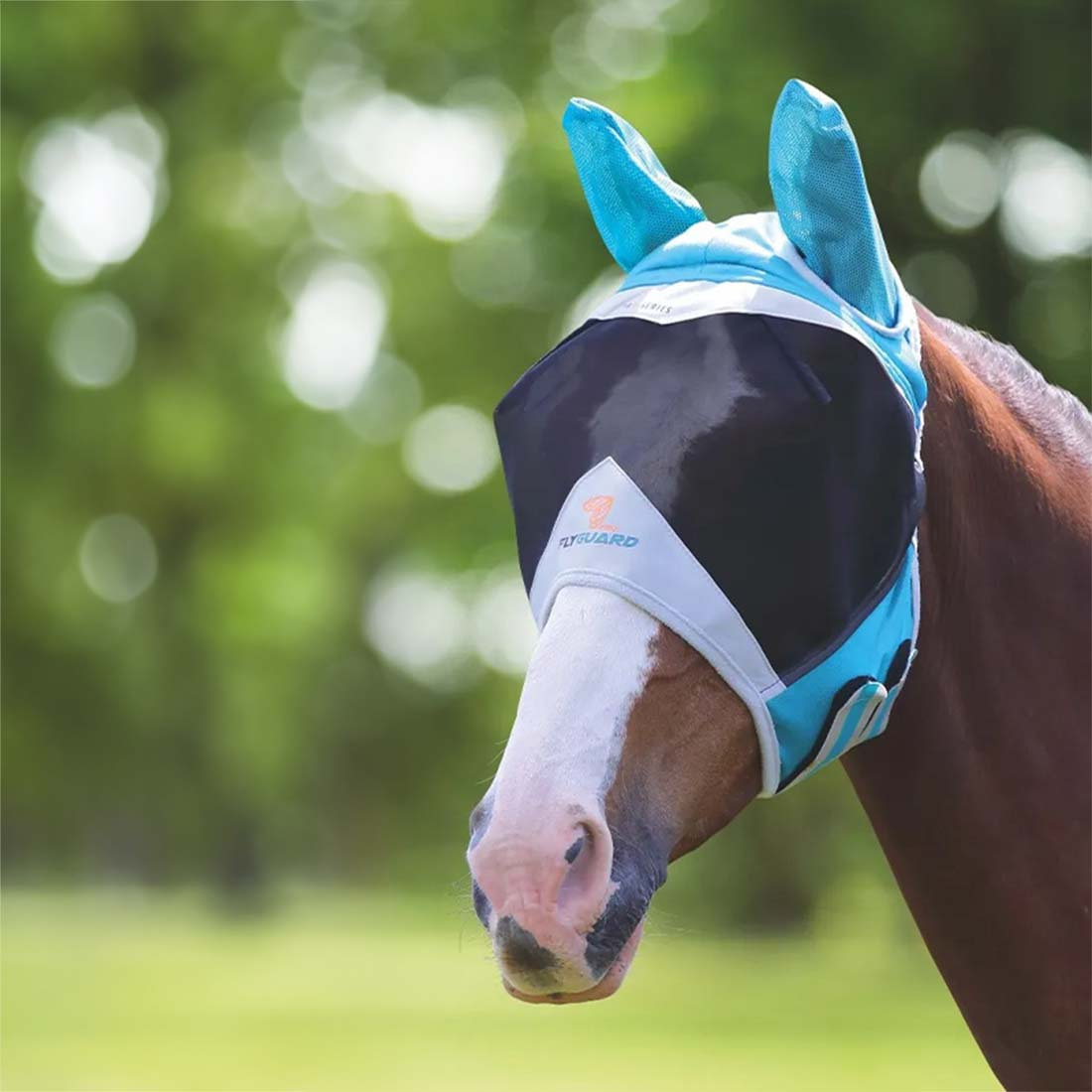 Fliegenmaske Fine Mesh mit Ohren Teal/Grau