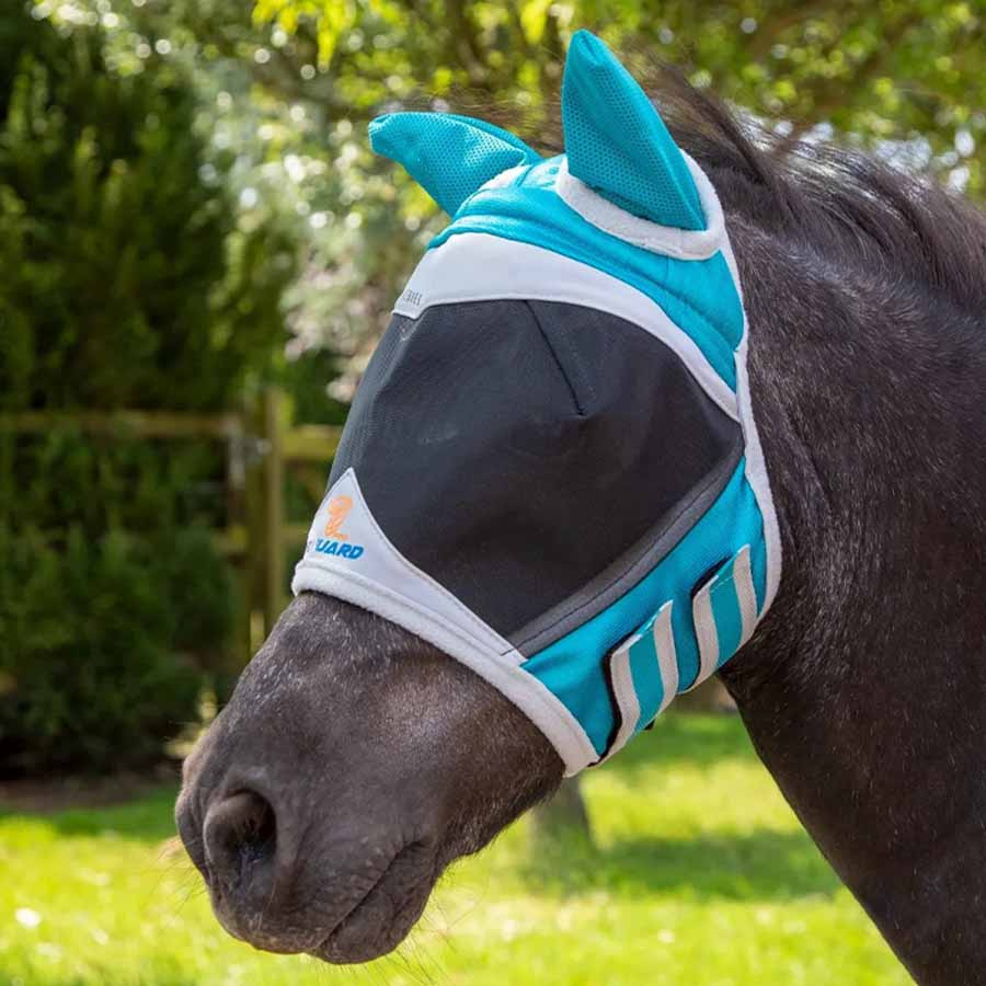 Fliegenmaske Fine Mesh mit Ohren Teal/Grau