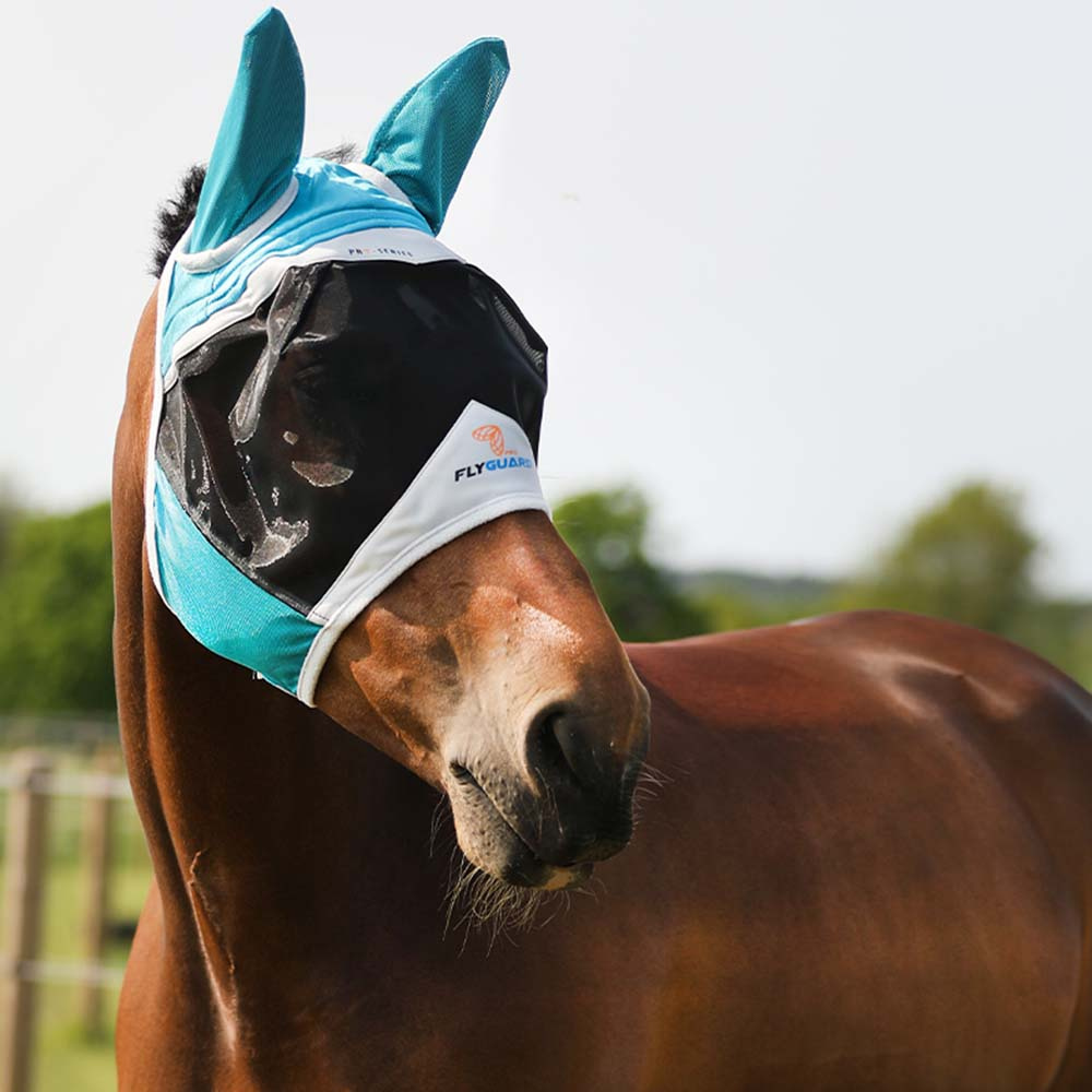 Fliegenmaske Fine Mesh mit Ohren Teal/Grau
