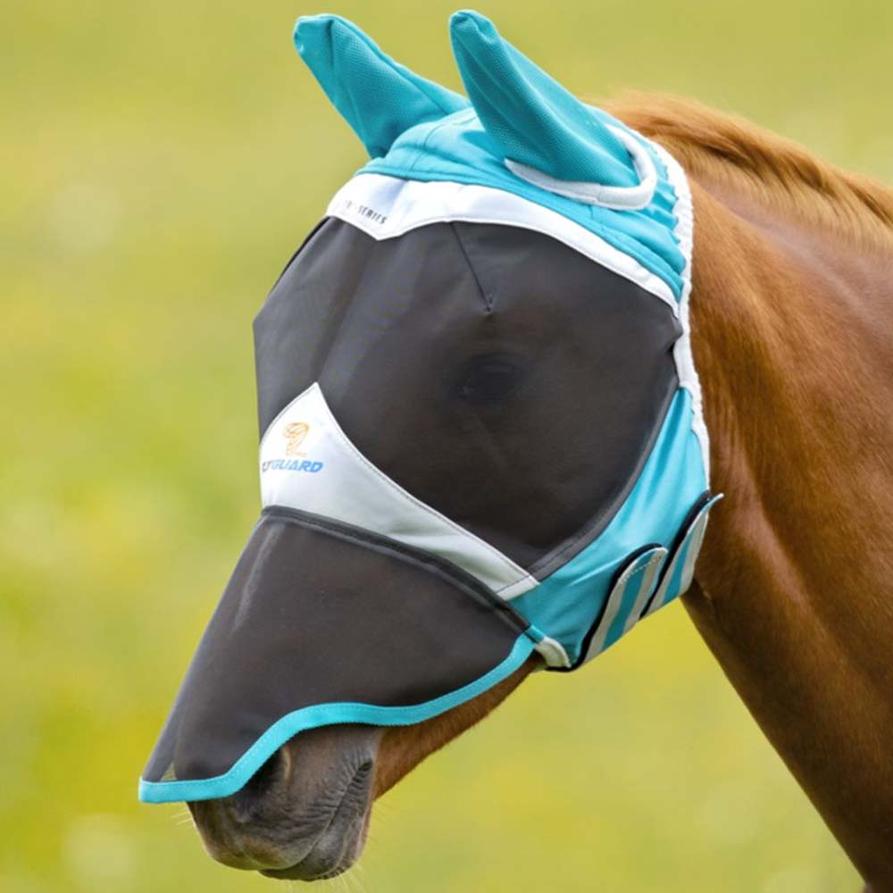 Fliegenmaske mit Ohren & Nase Teal/Grau