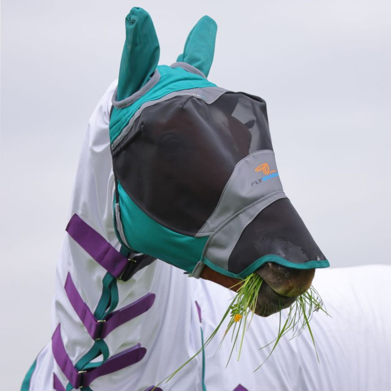 Fliegenmaske mit Ohren & Nase Teal/Grau