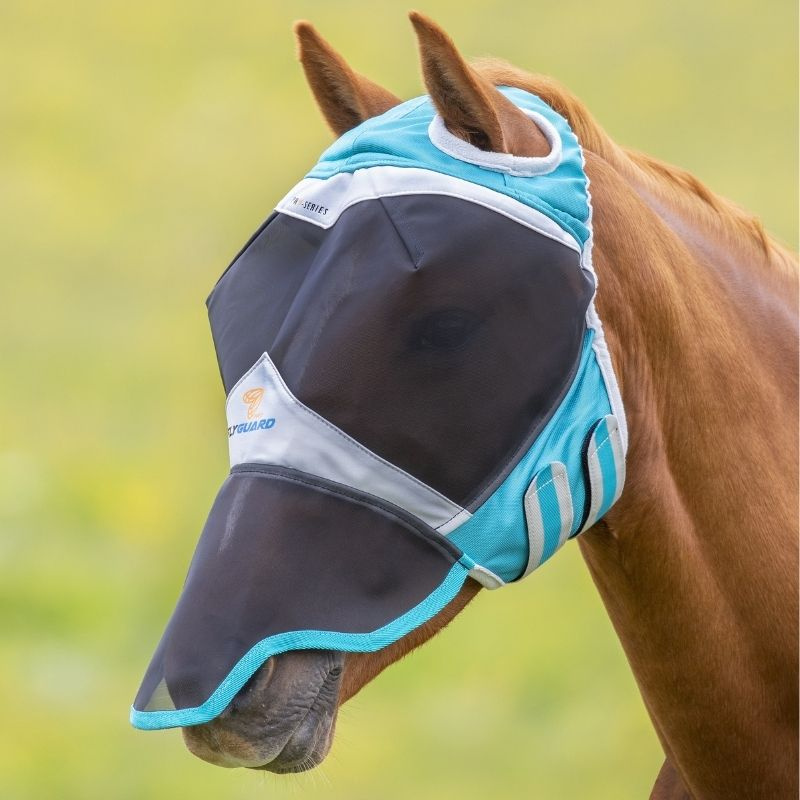Fliegenmaske ohne Ohren mit Nase Fine Mesh Teal