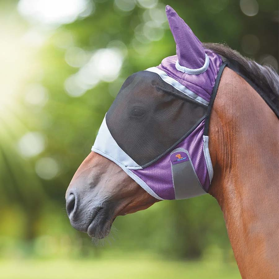 Fliegenmaske Deluxe mit Ohren Lila