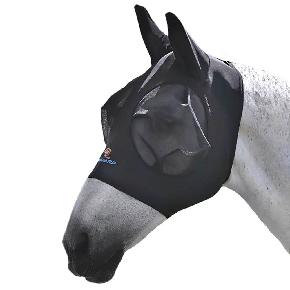 Fliegenmaske Stretch mit Ohren Schwarz