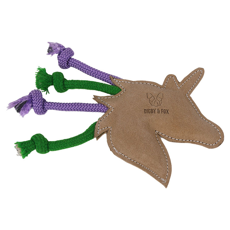 Hundespielzeug Tau Einhorn Natur/Lila/Grün