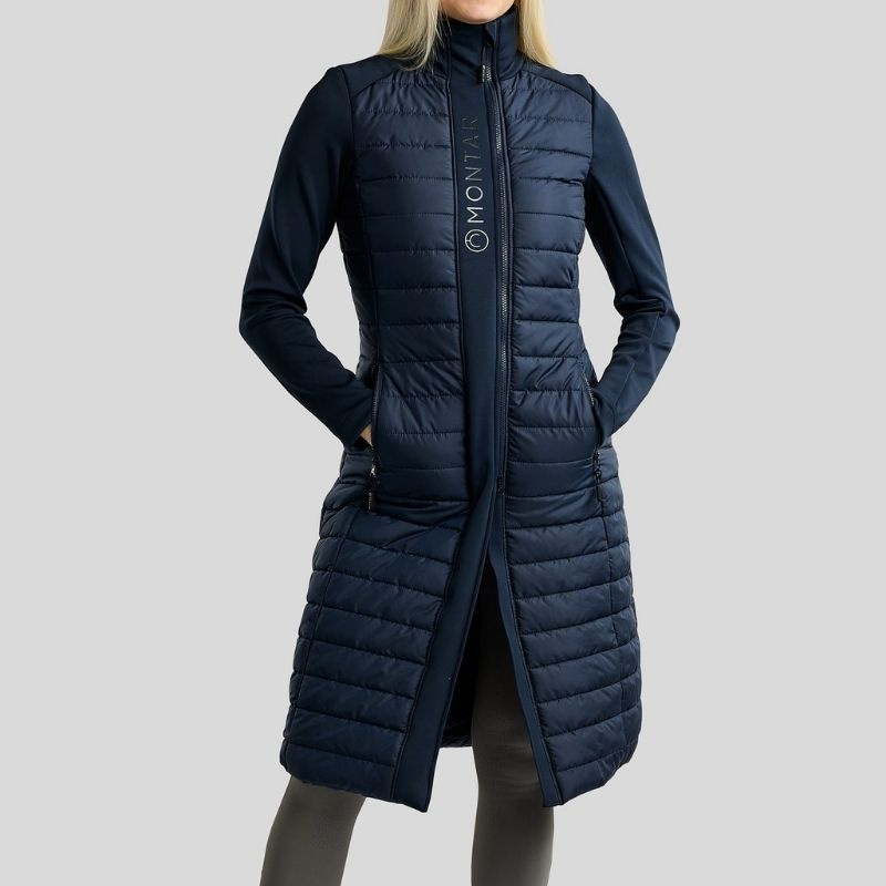 Reitmantel Emma Long Softshell Hybrid Marineblau