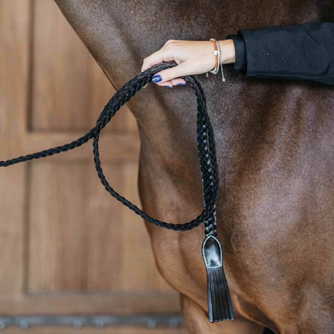 Lederhalfter Plaited WBD Schwarz