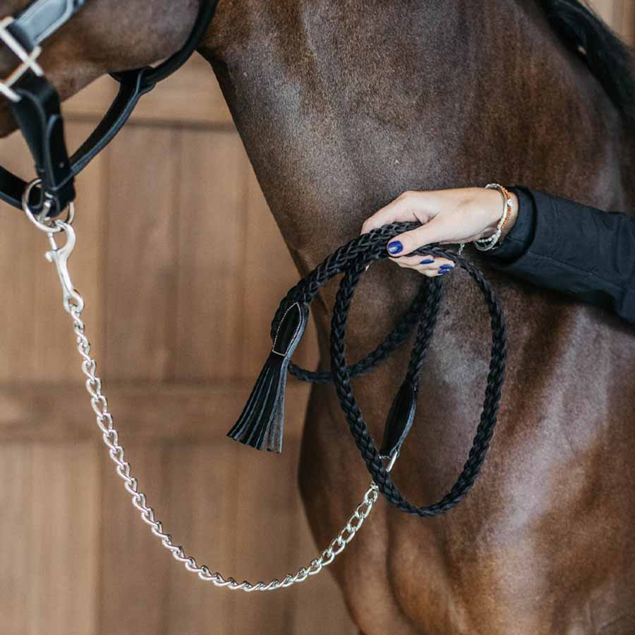 Kettenhalfter Plaited Leather WBD Schwarz